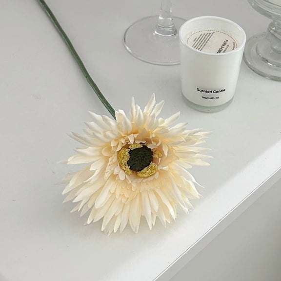 Nvzi 10 piece set of Beige White simulated chrysanthemums -15.75-inch long stem silk chrysanthemums, suitable for home decoration and bright summer home decoration