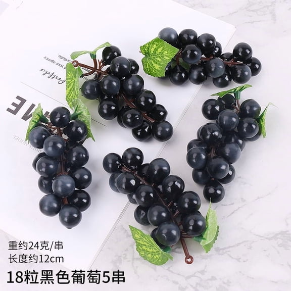 Nvzi 10 pieces of 4.72 inch long realistic artificial fruits, used for micro fruit decoration in household kitchens, farmhouses, and dining tables, simulated Black grapes, 18 pieces/string