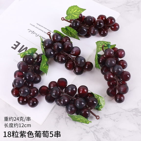 Nvzi 10 pieces of 4.72 inch long realistic artificial fruits, used for micro fruit decoration in household kitchens, farmhouses, and dining tables, simulated Purple grapes, 18 pieces/string