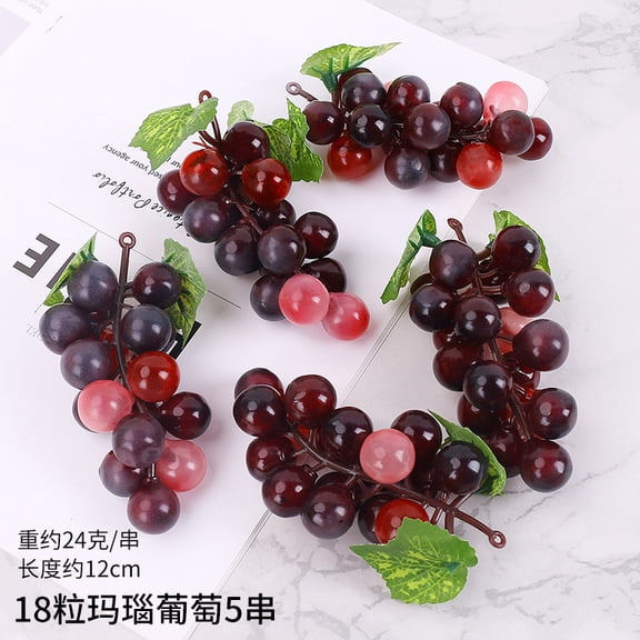 Nvzi 10 pieces of 4.72 inch long realistic artificial fruits, used for micro fruit decoration in kitchens, farmhouses, and dining tables, simulating multiple colors grapes, 18 pieces/string