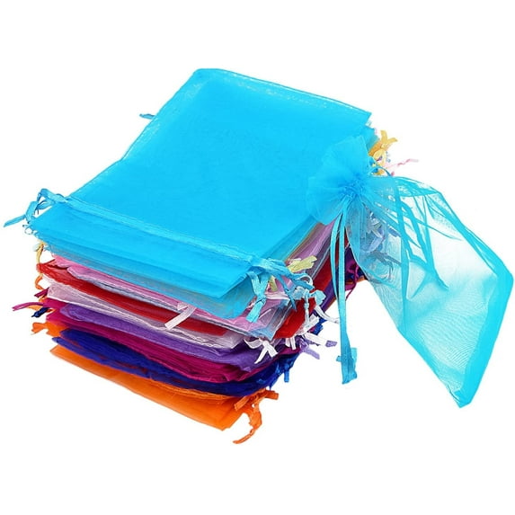 Nvzi 100 Pack 5 x 7 Inch Drawstring Organza Gift Bags Jewelry Pouches for Wedding Party Favor (Multicolor)