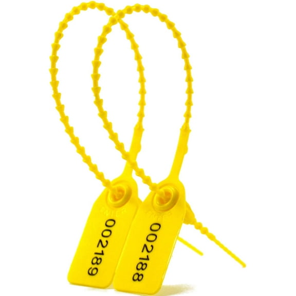 Nvzi 100 Plastic Tamper Seals, Security Tags Disposable Self-Locking Tie 250mm Length (Yellow)