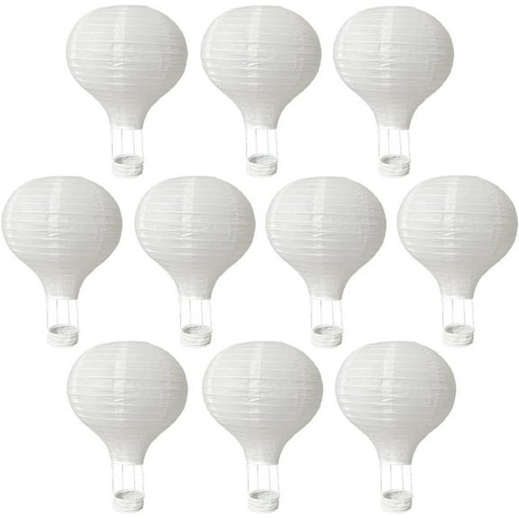 Nvzi 10Pack 10 Inch Hanging Hot Air Ballon White Paper Lanterns Set Reusable Party Ball Lamps for DIY Craft Wedding Birthday Engagement Baby Shower Party Home Classroom Dcor Decorations(White)