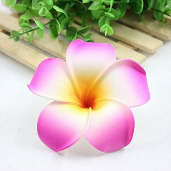 Nvzi 10Pcs 9cm Plumeria Hawaiian Foam Frangipani Artificial Flower for Wedding Party Decoration - (Color: Pink Purple)
