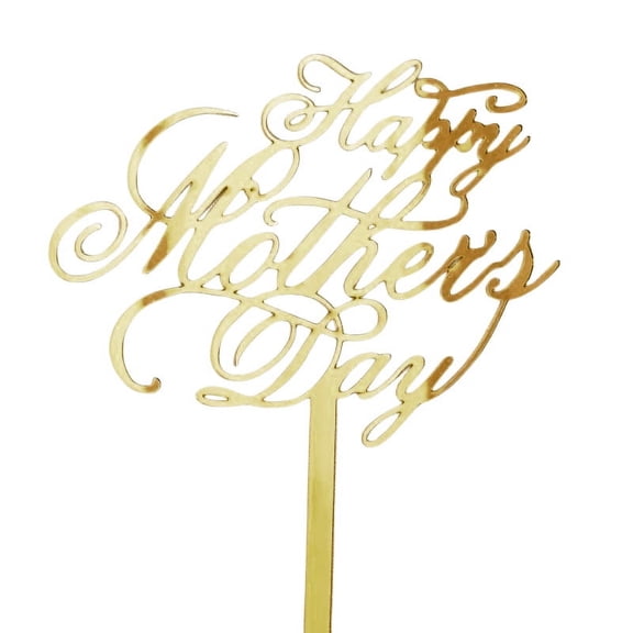 Nvzi 10pcs Happy Mother's Day Cake Topper Mom Letter Cake topper Pink, Decorative Party Cake Decoration for Mother's Day( Gold D)