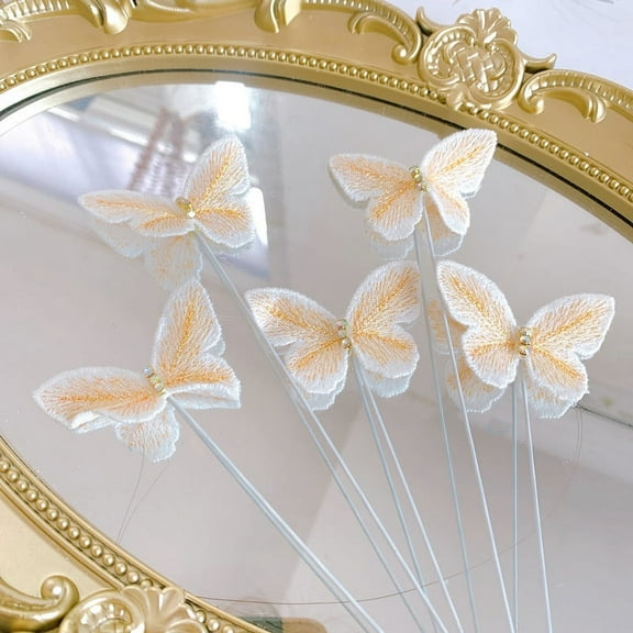 Nvzi 10sets Elegant Butterfly Cake Decorations, Butterfly Cake Decorations Suitable For Party/Anniversary/Birthday Party Decoration Cupcake Decorations(Orange A)