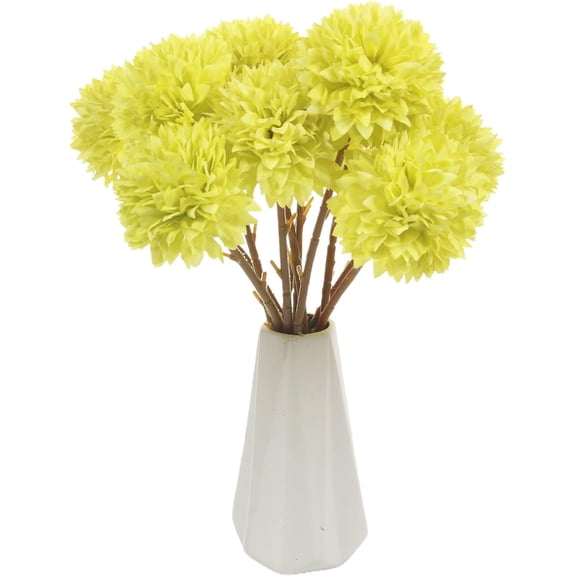 Nvzi 12Pcs Artificial Chrysanthemum Flowers Faux Red Ball Flowers Burgundy Fall Flowers for Christmas (Yellow)