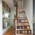 thumbnail image 1 of Nvzi 13pcs 7.08" H x 39.37" W Creative Decorative 3D Bookshelf Self-Adhesive Stair Riser Decal - Stair Stickers Decals Wallpaper for Walls Kitchen Bathroom Stair Decals Home Decorations, 1 of 5