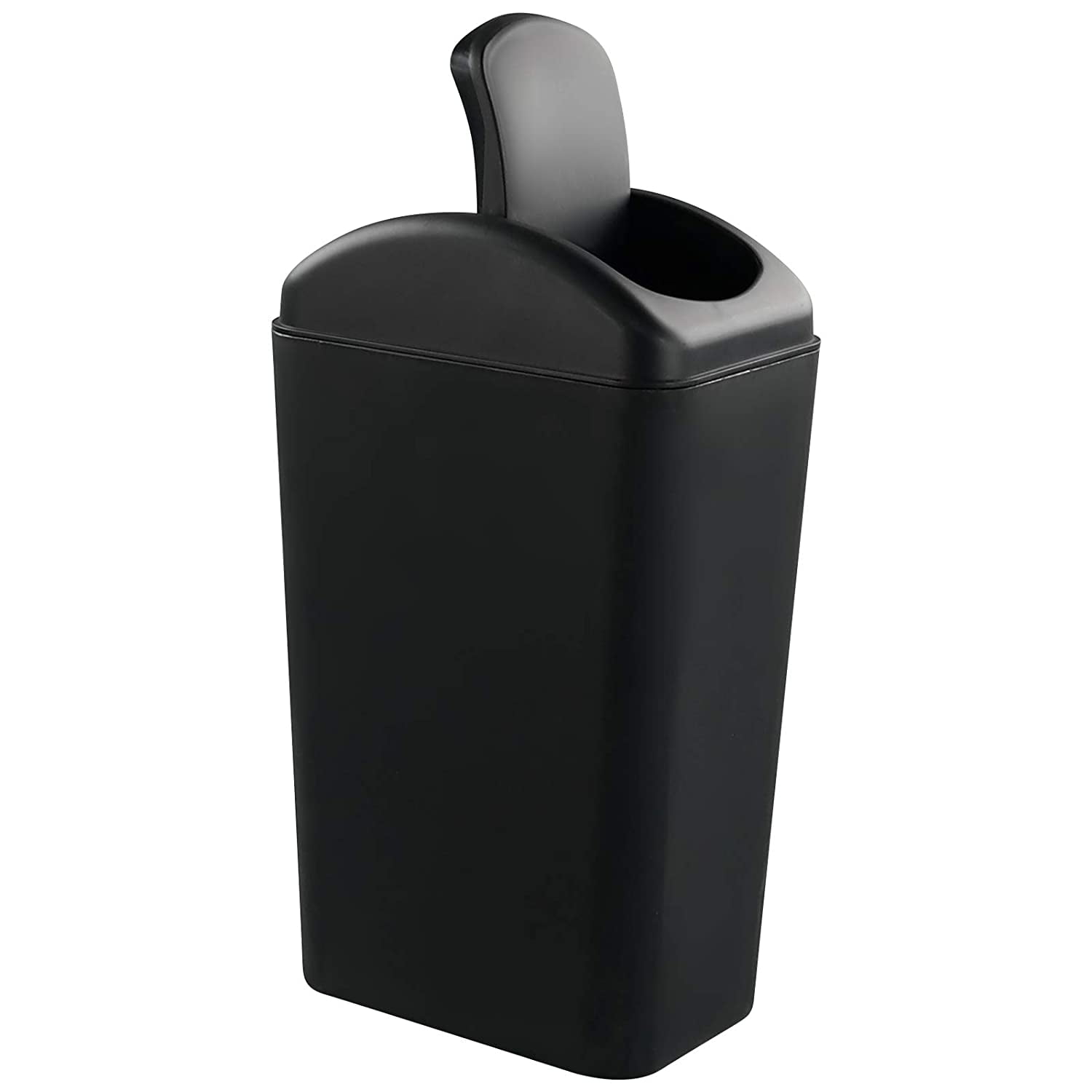 Nvzi 14 Litre Plastic Trash Can, Swing Top Garbage Can, Black, 1 Pack