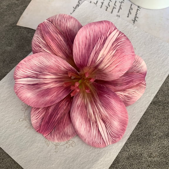 Nvzi 15 pieces - Pink Purple simulated tulip flower crown, 4.7x4.7 inches stemless, realistic textured petals, suitable for crafts, dining table centerpieces, and wedding decorations