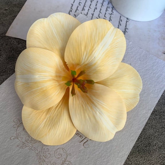 Nvzi 15 pieces - Yellow simulated tulip flower crown, 4.7x4.7 inches stemless, realistic textured petals, suitable for crafts, dining table centerpieces, and wedding decorations