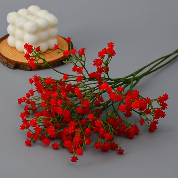 Nvzi 15pcs Baby Breath Artificial Flowers Baby Breath Flower Artificial Gypsophila Bouquet Real Touch Artificial Flowers for Wedding Flower Arrangement Party Home Decor (Red)