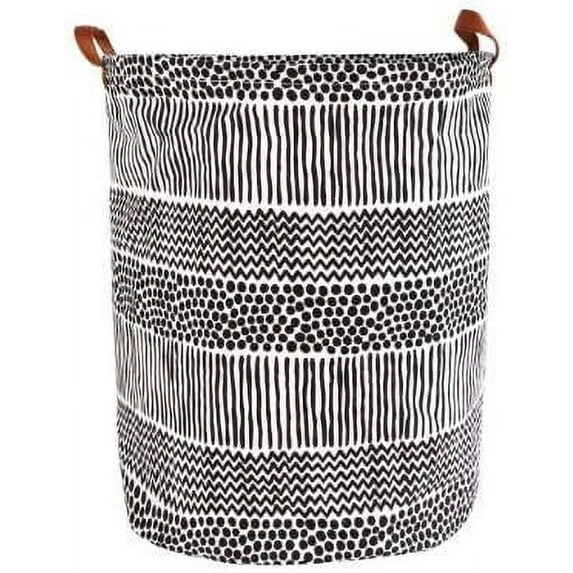 Nvzi 19.7in Tall Laundry Basker Large Hamper Room Storage Decor Waterproof Foldable Canvas Laundry Baskets Kawaii Room Decor Baskets For Organizing Baby Hamper Laundry Bag (Black)