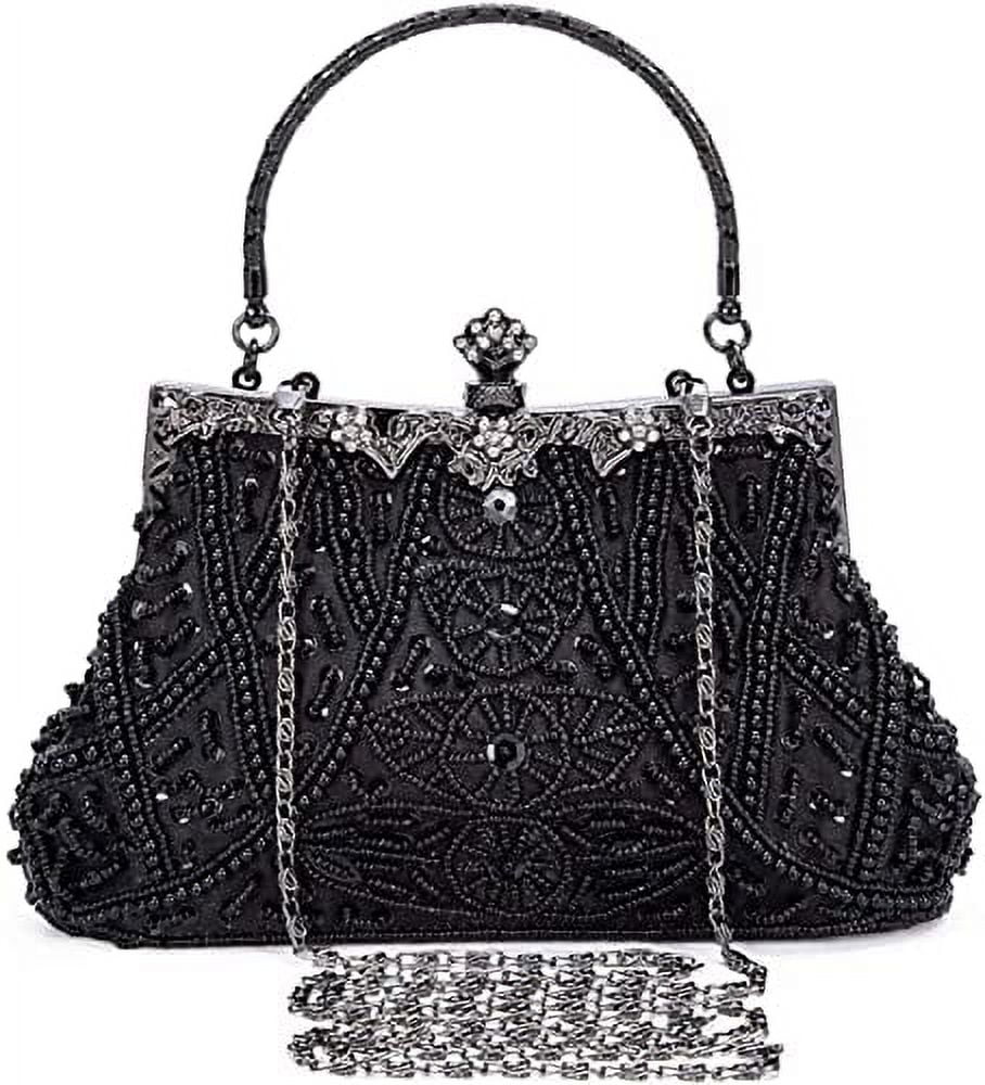 Nvzi 1920s Vintage Beaded Clutch Evening Bags for Women Formal Bridal Wedding Clutch Purse