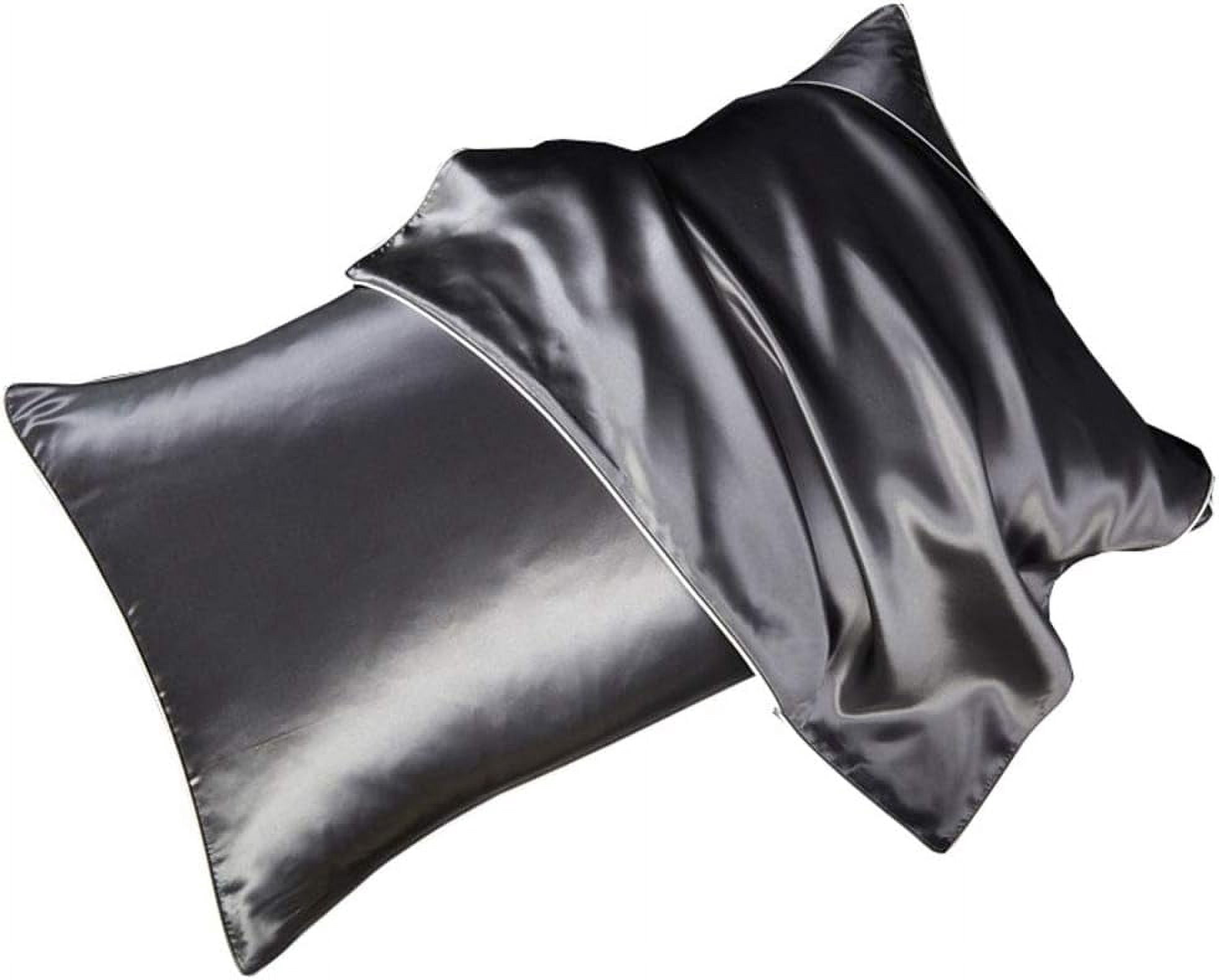 Nvzi 2 Pack 100% Silk Pillowcases for Hair and Skin 19 Momme Silk Bed Pillowcases with Envelope Closure (Queen Size, Dark Grey)