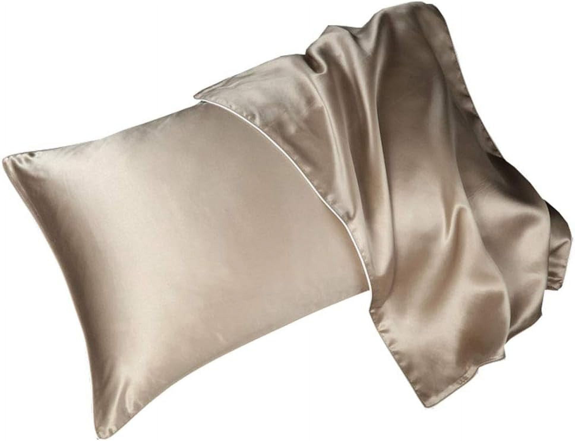 Nvzi 2 Pack 100% Silk Pillowcases for Hair and Skin 19 Momme Silk Bed Pillowcases with Envelope Closure (Queen Size, Gold)