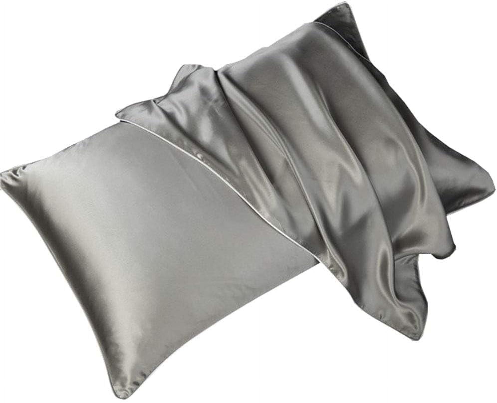 Nvzi 2 Pack 100% Silk Pillowcases for Hair and Skin 19 Momme Silk Bed Pillowcases with Envelope Closure (Queen Size, Light Grey)