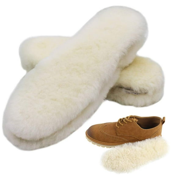 Nvzi 2-Pairs Sheepskin Fleece Insoles Warm, Cozy Shoe Liners (Size 10)