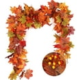 thumbnail image 1 of Nvzi 2 Pcs Artificial Autumn Maple Leaves Garland 5.7Ft/Pieces Fall Garland Hanging Vine Garland Vines Hanging Plants Colorful Fall Decor, 1 of 4