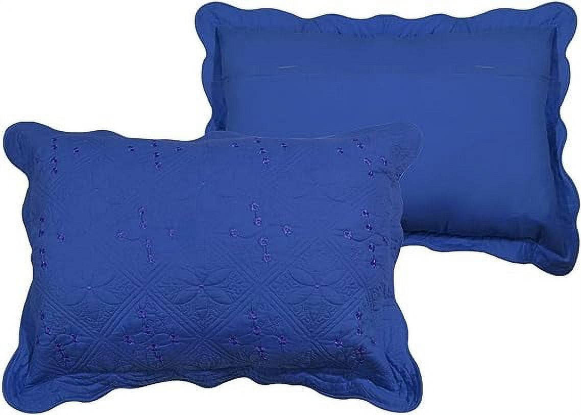 Nvzi 2Piece Embroidered Cotton Quilted Bed Pillow Shams Rustic Solid