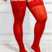 Nvzi 2 pairs of Red plus size knee length socks, L size, non slip silicone lace lace lace, suitable for daily wear all day long socks