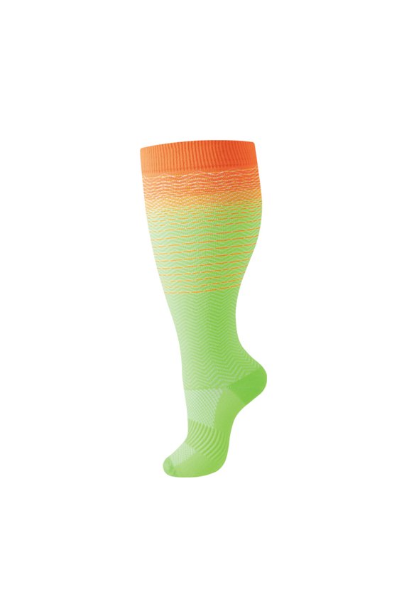2 pairs of wide calf compression socks -2XL, featuring a colorful striped ultra wide calf design and cyclic support breathable running compression socks, suitable for 165-200LBS, style I