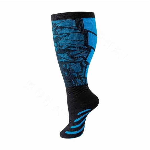 Nvzi 2 pairs of wide calf compression socks -3XL, featuring ultra wide calf design and cyclic support breathable running compression socks, suitable for 200-230LBS, Black & Blue