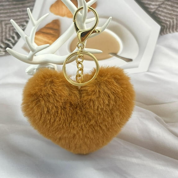 Nvzi 2-piece set Brown plush keychain -6 × 3.54in handbag decoration accessories, car key accessories