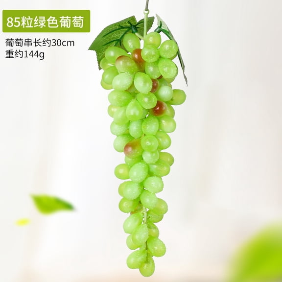 Nvzi 2 pieces of 11.8 inch long realistic artificial fruits, used for micro fruit decoration in kitchens, farmhouses, and dining tables, simulating Green grapes, 85 pieces/string