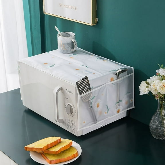 Nvzi 2 pieces of small fresh style daisy pattern with storage bag, microwave oven dust and oil fume proof cloth cover, household waterproof and dustproof cover 85 * 34cm (Style 3)