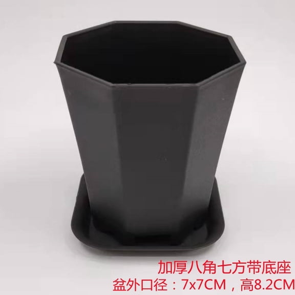 Nvzi 20 piece set 2.76×3.23IN black thick octagonal succulent flowerpot with base, drainage hole, lightweight seed starter for indoor garden decoration, mini flowerpot for small plants