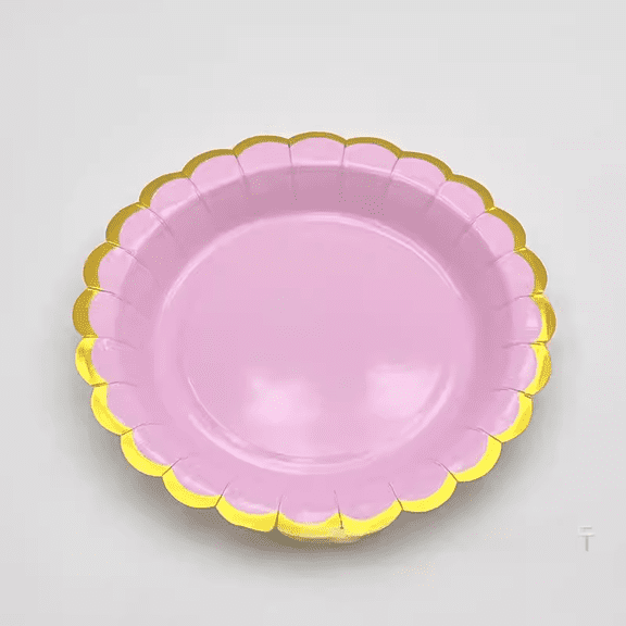 Nvzi 20 piece set of Pink elegant disposable plates, 7-inch holiday party supplies paper plates, Christmas plates, family reunion supplies, and catering supplies