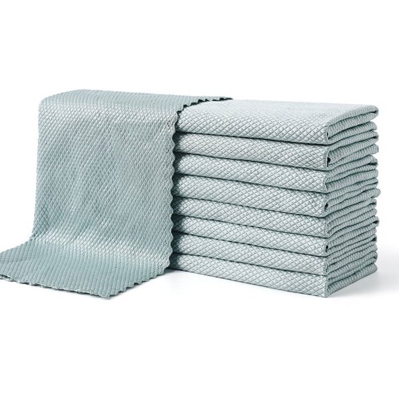 Nvzi 20 pieces of light green fish scale pattern ultra-fine fiber cloth -9.84 × 9.84in glass cleaning lint free cloth, bathroom mirror cleaning lace lint free cloth