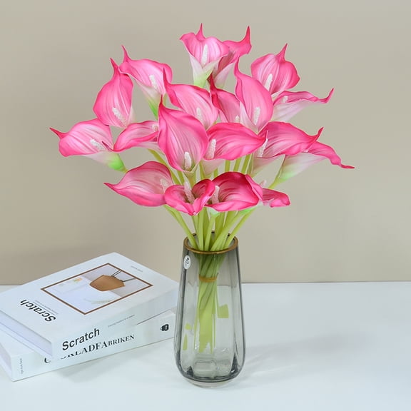 Xiao Hua 20pcs Pink Flowers Artificial Calla Lily Silk Flowers 13.4" for Mother's Day Home Kitchen & Wedding