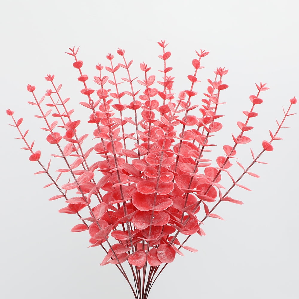 Nvzi 24 Pcs Real Touch Leaf Artificial Eucalyptus Stem Faux Eucalyptuses Wedding Bouquet Centerpiece Home Decor (Green)