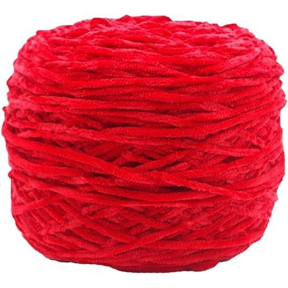 Nvzi 250g Chenille Velvet Yarn Bright Red Bulky Vegan Soft Yarn Velvet Knitting Yarn Polyester Blended Cotton Chenille Yarn Hand Knitting Yarn Crochet Thread for Clothing Hat Scarf Blanket