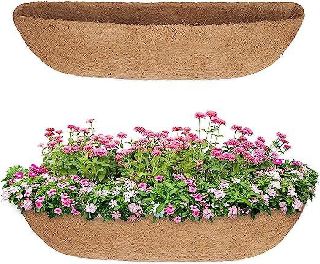 Nvzi 2PCS Coco Liner Trough Coco Liner for Planters,30inch Half Moon Shape Trough Coco Coir Coconut Fiber Replacement Liner for Window Box, Wall Trough Planter