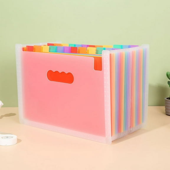 Nvzi 2Pcs Accordion File Organizer, 25 Pockets Expanding File Folder, Portable Monthly Paper Bill Tax Receipt Organizer, Letter A4 Size Document Holder , Clear rainbow