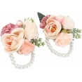 thumbnail image 1 of Nvzi 2Pcs Wedding Rose Wrist Flower, Wedding Bridal Bridesmaid Wrist Corsage Artificial Rose Hand Flower Decor for Wedding Prom(Pink), 1 of 4