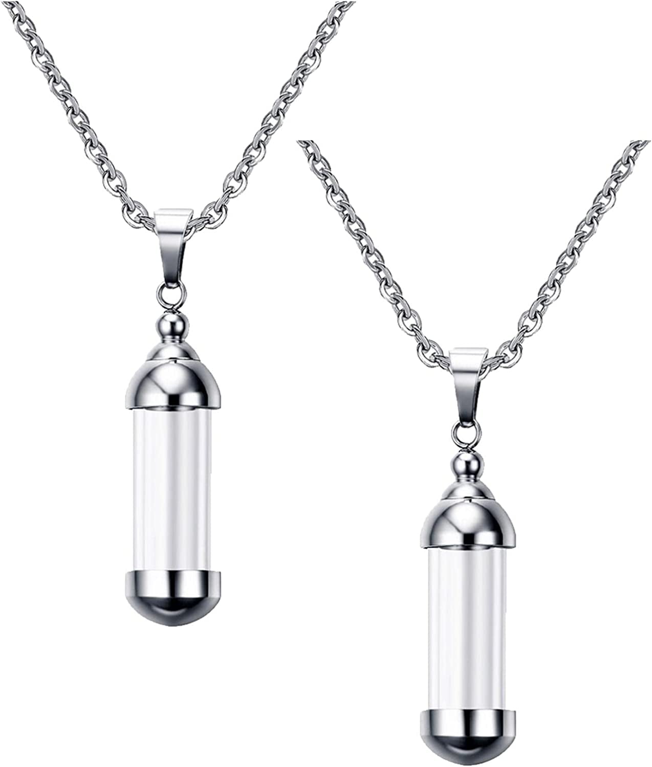 Nvzi 2pcs Vial Necklace Glass Vials Mini Glass Bottles Necklace 