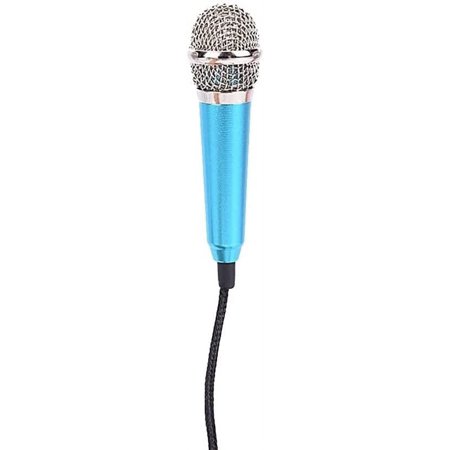 Nvzi 3.5mm Universal Wire Connect Karaoke Metallic Mini Microphone for Cell Phone PC - Silver