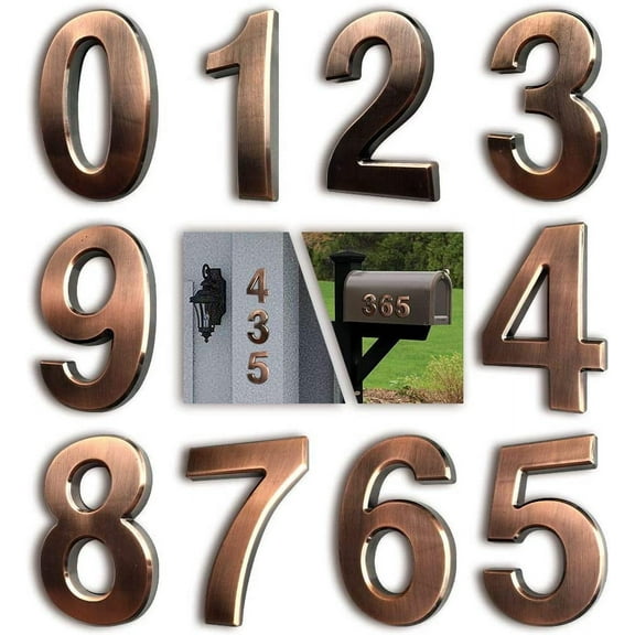 Nvzi 3 Inch Bronze House Numbers for Mailbox or Door Address(3 Inch- Pack of 10, Bronze)