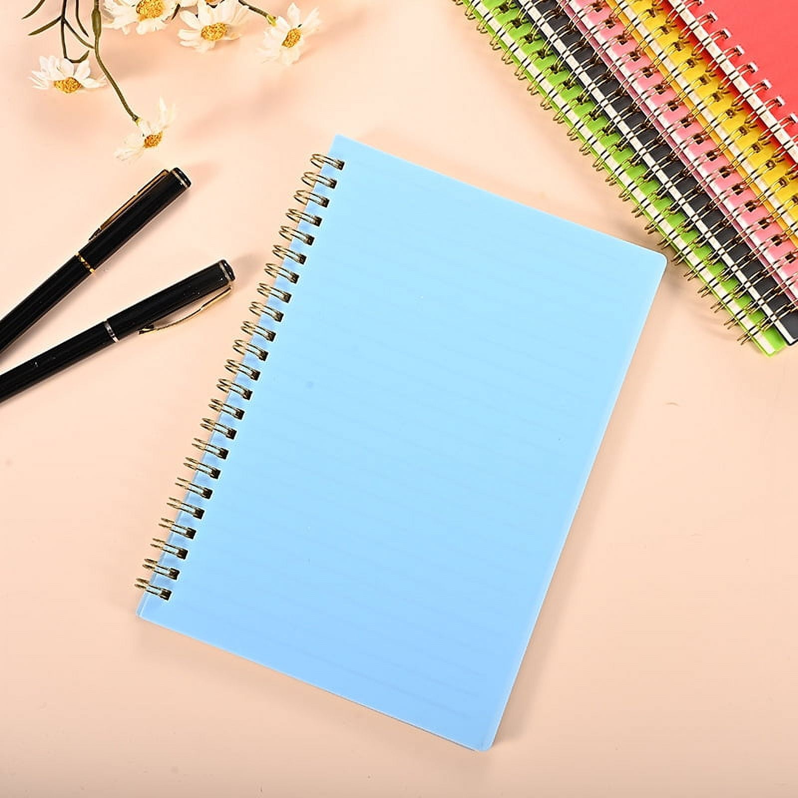 Nvzi-c 3 Pack Spiral Notebook - B5 Lined Cute Notebook Inches Plastic Waterproof Cover, 60 Sheets/120 Pages - Journals for Study and Notes，Blue