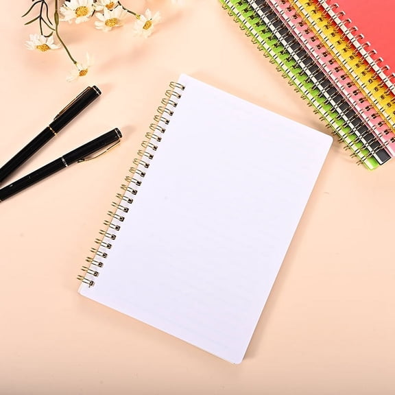 Nvzi 3 Pack Spiral Notebook - A5 Lined Cute Notebook Inches Plastic Waterproof Cover, 60 Sheets/120 Pages - Journals for Study and NotesWhite