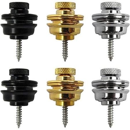 Nvzi 3 Pair Guitar Strap Lock Set Heavy Duty Metal Button Security Straplock Quick Release Strap Retainer System (Gold Silver Black) For Electric Acoustic Guitar, Bass, Ukulele
