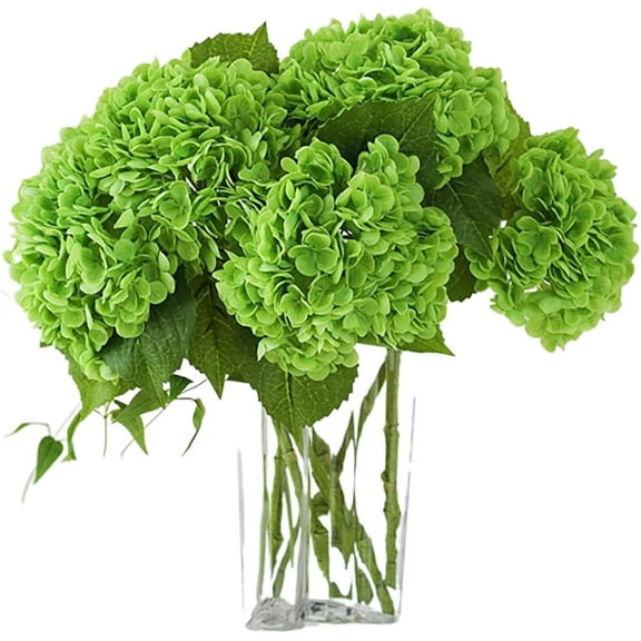 XmhyTop-A 3 Pcs 21in Artificial Hydrangea Flower Large Natural Lifelike Real Touch Hydrangea Flower(Dark green)