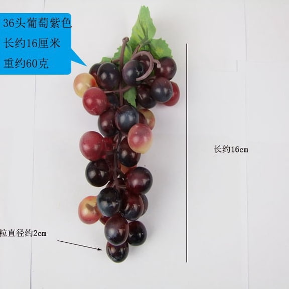 Nvzi 3 pieces of lifelike 6.3-inch artificial fruits, used for micro fruit decoration in household kitchens, farmhouses, and dining tables, simulating purple grapes, 36 per bunch