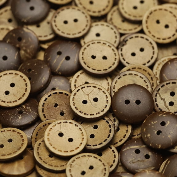 Nvzi 300 pieces of 0.51-inch brown coconut shell buttons, environmentally friendly natural buttons with unique texture patterns, suitable for clothing accessory decoration, dotted edges