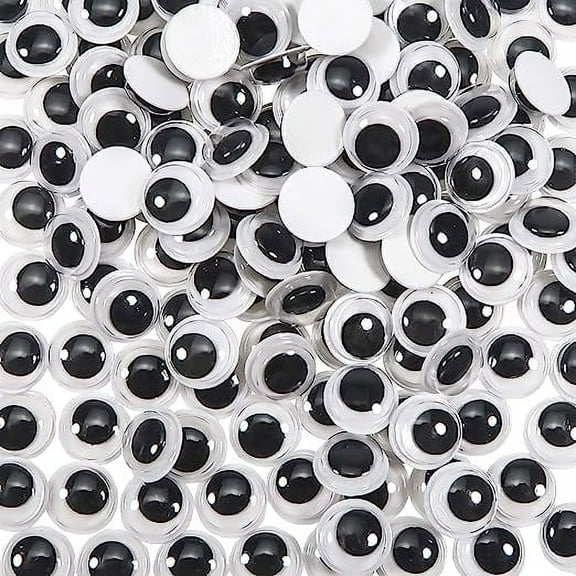 Nvzi 300pcs 10mm Plastic Wiggle Googly Eyes Self Adhesive Black Round Sticker Eyes DIY Arts Crafts Scrapbooking Accessories