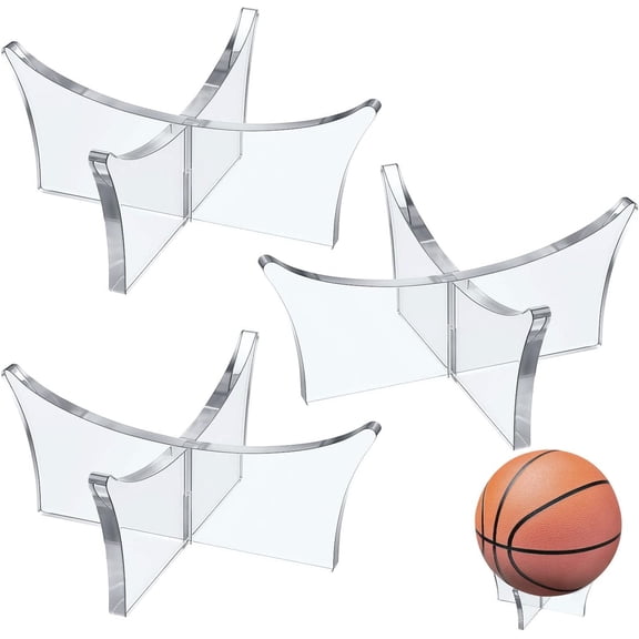 Nvzi 3pcs Acrylic Ball Stand Holder,Ball Display Stand for Football Basketball Soccer Ball Holder,Volleyball Rugby Ball Sports Ball Storage Rack,Trophy Autograph Memorabilia Display Casesclear